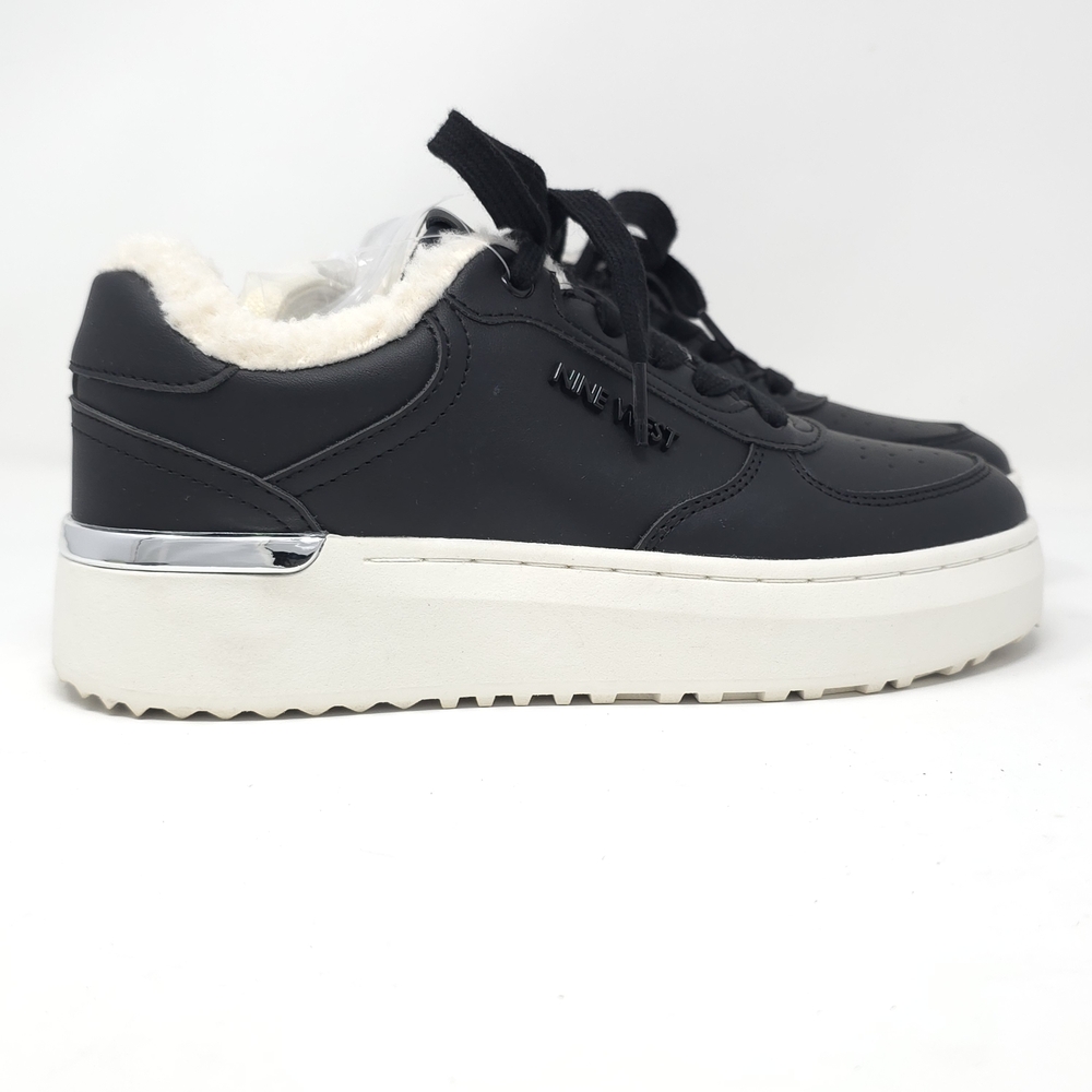 Nine West Black Platform Sneakers with Cream Lined Collar 7M - Picture 3 of 11